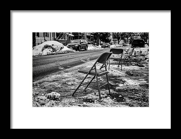 Chairs Framed Print featuring the photograph Chicago dibbs parking scene by Sven Brogren