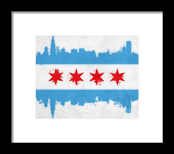Chicago Framed Print featuring the painting Chicago Flag by Mike Maher