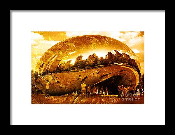 Cloud_gate_monument Framed Print featuring the photograph Chicago Gold by Randi Grace Nilsberg
