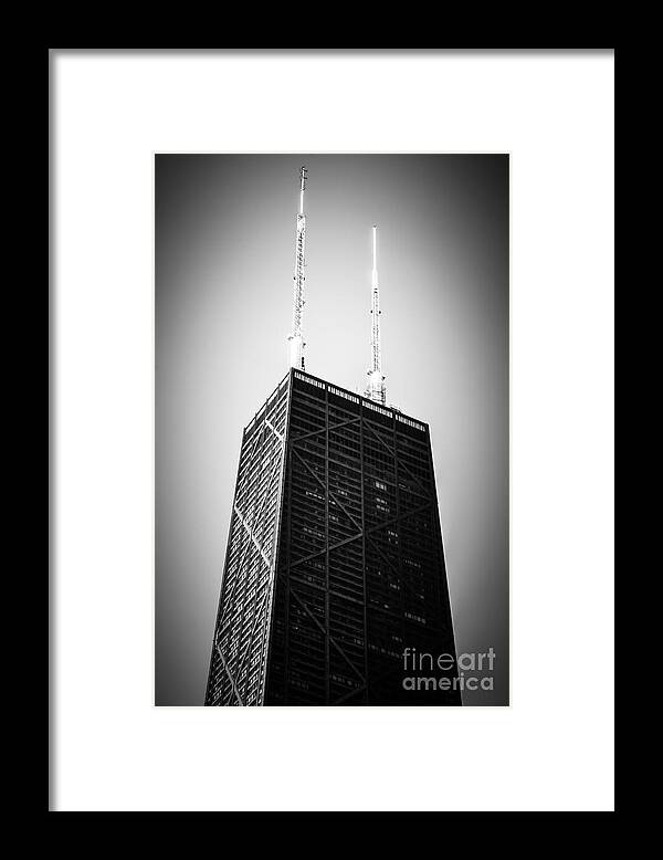 America Framed Print featuring the photograph Chicago Hancock Building in Black and White by Paul Velgos