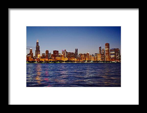 Chicago Framed Print featuring the photograph Chicago Lights by Frozen in Time Fine Art Photography