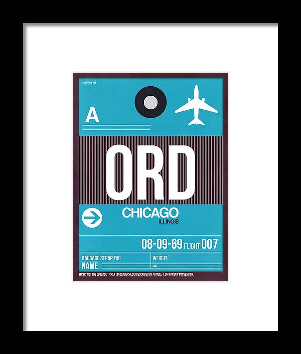 Chicago Framed Print featuring the digital art Chicago Luggage Poster 1 by Naxart Studio