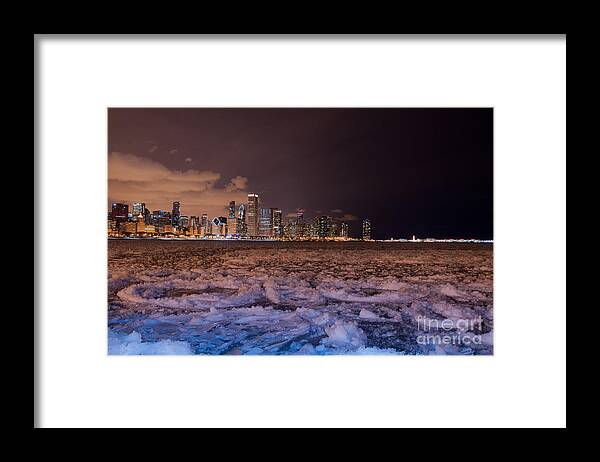 Lake Shore Drive Framed Print featuring the photograph Chicago night skyline by Dejan Jovanovic