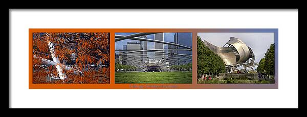 Chicago Framed Print featuring the photograph Chicago Pritzker Music Pavillion Triptych 3 Panel by Thomas Woolworth