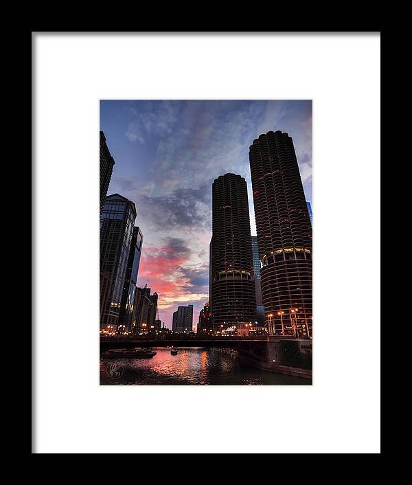 Chicago Framed Print featuring the photograph Chicago River Sunset 003 by Lance Vaughn
