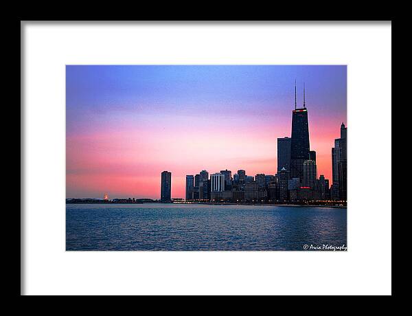 Windy City Framed Print featuring the photograph Chicago skyline at Lake Michigan by Ken Arcia