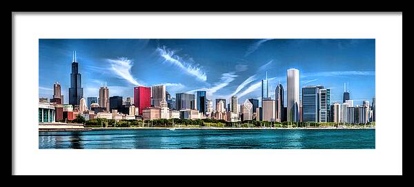 Chicago Framed Print featuring the painting Chicago Skyline Panorama by Christopher Arndt
