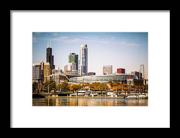 America Framed Print featuring the photograph Chicago Skyline with Soldier Field by Paul Velgos