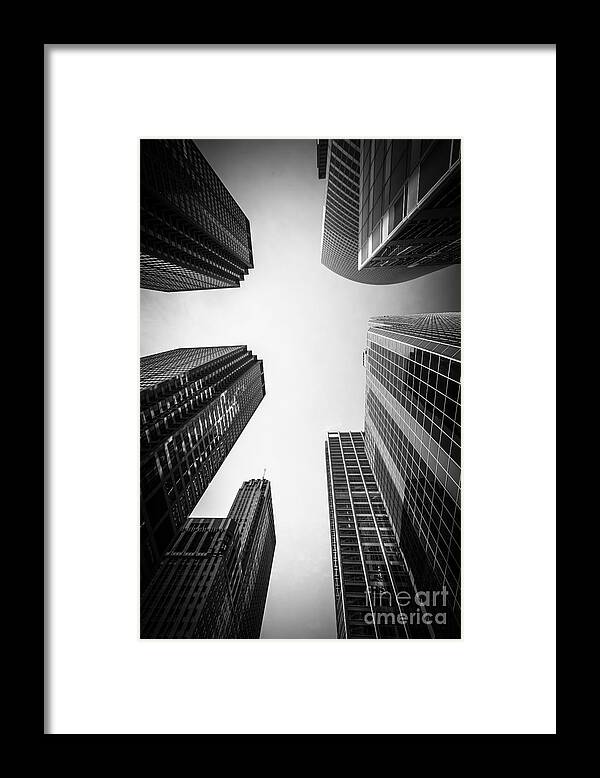 America Framed Print featuring the photograph Chicago Skyscrapers in Black and White by Paul Velgos