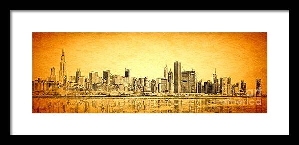 Chicago Panorama Framed Print featuring the photograph Chicago Sunrise by Dejan Jovanovic