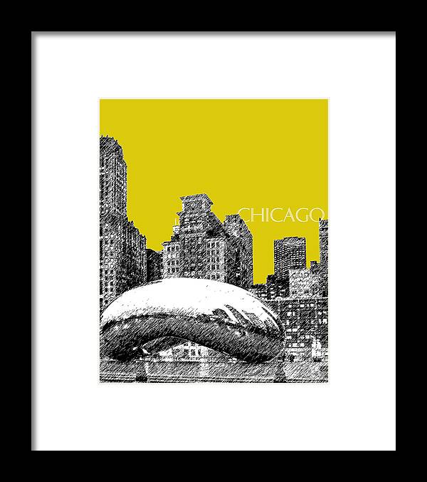 Architecture Framed Print featuring the digital art Chicago The Bean - Mustard by DB Artist