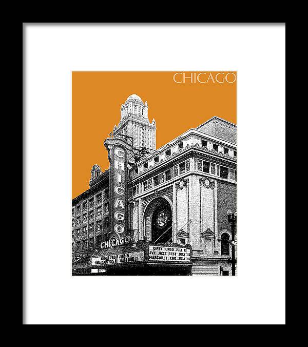 Architecture Framed Print featuring the digital art Chicago Theater - Dark Orange by DB Artist