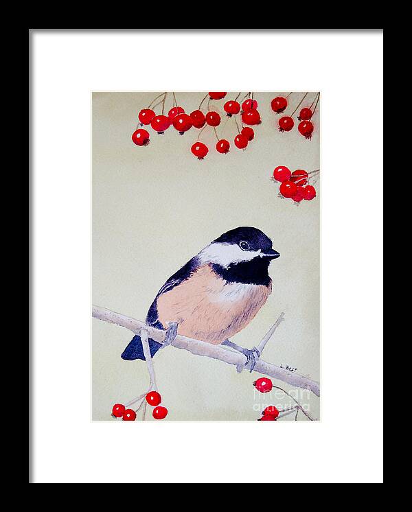 Chickadee Framed Print featuring the painting Chickadee by Laurel Best