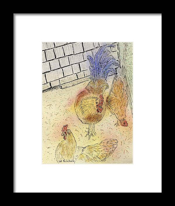 Chickens Framed Print featuring the painting Chickens at PEI by Linda Feinberg