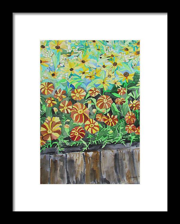 Childlike Flowers Framed Print featuring the painting Childlike Flowers by Esther Newman-Cohen