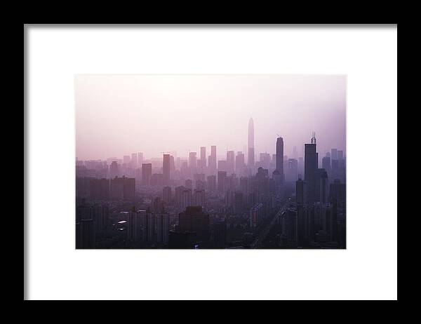 Downtown District Framed Print featuring the photograph China shenzhen Skyscraper by Real444