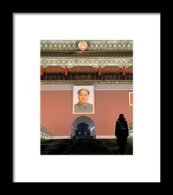 Mao Framed Print featuring the photograph Chinese Guard at Tiananmen Square - Beijing China by Brendan Reals