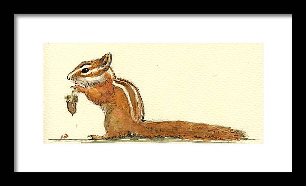 Squirrel Framed Print featuring the painting Chipmunk by Juan Bosco