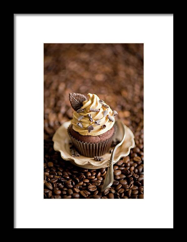 Temptation Framed Print featuring the photograph Chocolate Cupcake by Verdina Anna