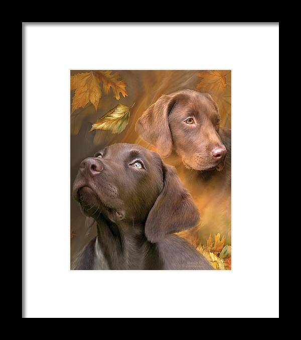 Lab Framed Print featuring the mixed media Chocolate Lab by Carol Cavalaris