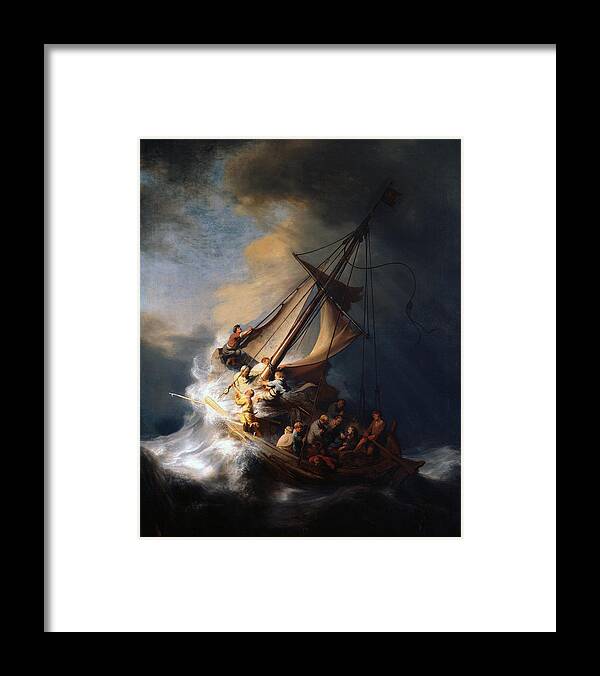 1633 Framed Print featuring the painting Christ in the storm on the Sea of Galilee by Rembrandt van Rijn