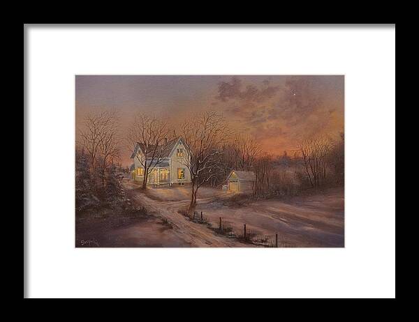 Christmas Framed Print featuring the painting Christmas at the Farm by Tom Shropshire