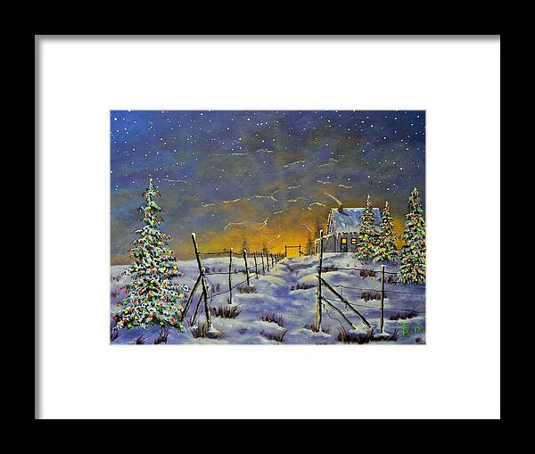 Christmas Framed Print featuring the painting Christmas in the Country by Ray Nutaitis