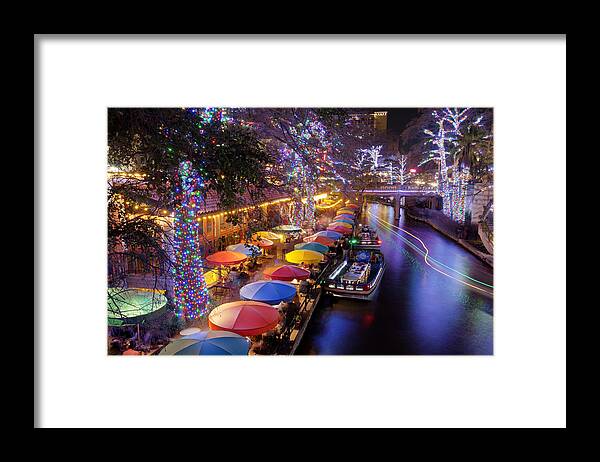 River Walk Framed Print featuring the photograph Christmas On The Riverwalk by Paul Huchton