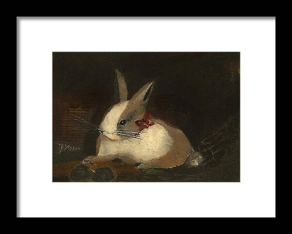 Fine Art America.com Framed Print featuring the painting Christmas Rabbit by Diane Strain