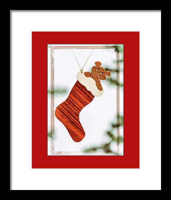Christmas Framed Print featuring the photograph Christmas Stocking Art Ornament in Red by Jo Ann Tomaselli