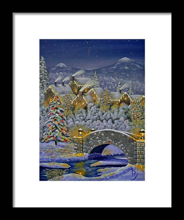 Christmas Framed Print featuring the painting Christmas Village by Ray Nutaitis