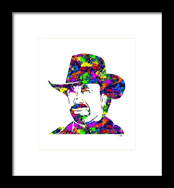 Chuck Norris Framed Print featuring the digital art Chuck Norris Paint Splatter by Gregory Murray