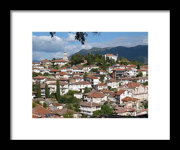 Ohrid Framed Print featuring the photograph Church and Houses - Ohrid - Macedonia by Phil Banks