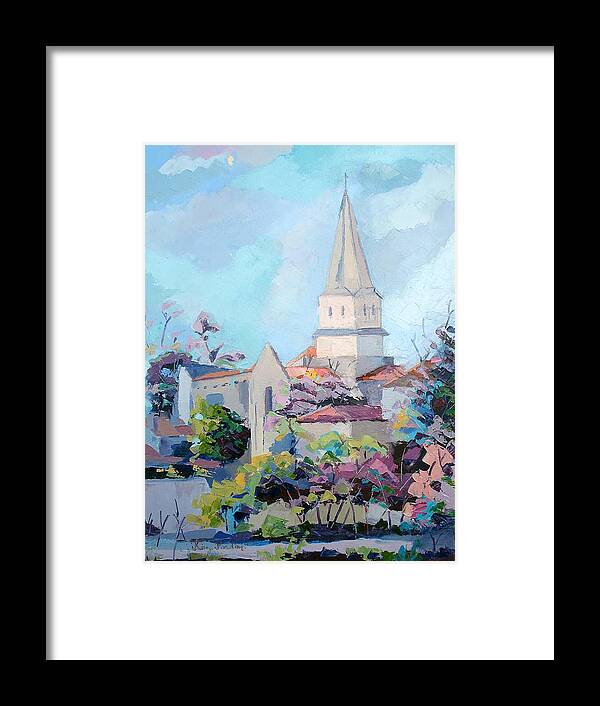 Church Framed Print featuring the painting Church at Charmant en Charente by Kim PARDON