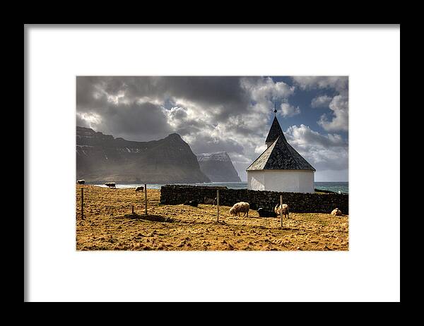 Tranquility Framed Print featuring the photograph Church By The Cliffs by Photo ©tan Yilmaz