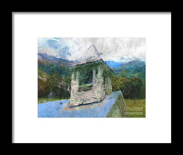 Church Framed Print featuring the digital art Church In The Mountains by Phil Perkins