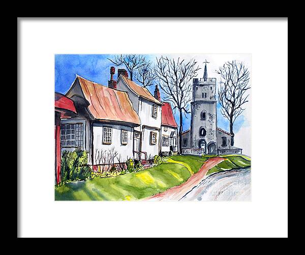 Watercolor Framed Print featuring the painting Church Street by Terry Banderas
