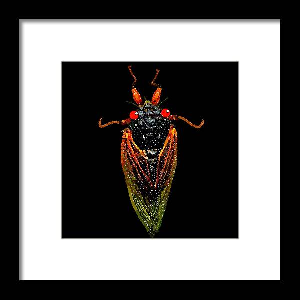 Cicada Framed Print featuring the digital art Cicada in Black by R Allen Swezey