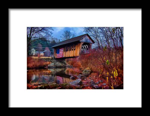 Autumn Framed Print featuring the photograph CilleyVille covered bridge by Jeff Folger