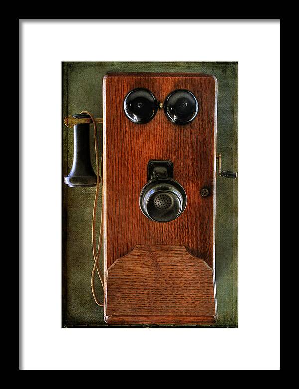 Antique Framed Print featuring the photograph Circa 1920's Antique Wall Phone by Donna Kennedy