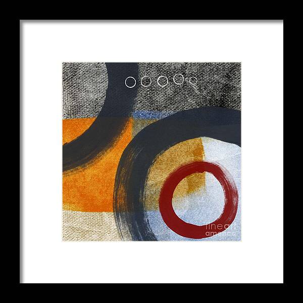 Circles Abstract Blue Red White Grey Gray Black Orangetan Brown Painting Shapes Geometric abstract Shapes abstract Circles Contemporary Modern Hotel Office Lobby Urban Loft Studio Red Circle White Circles Square Framed Print featuring the painting Circles 3 by Linda Woods