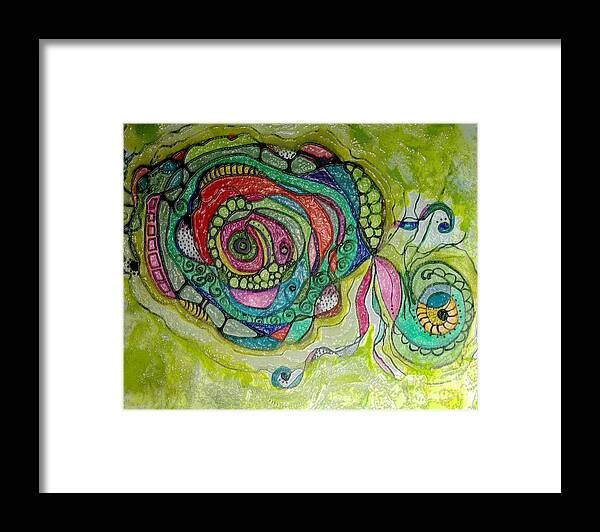Original Acrylic/encaustic Paimting On Canvas Framed Print featuring the mixed media Circles by Ruth Dailey