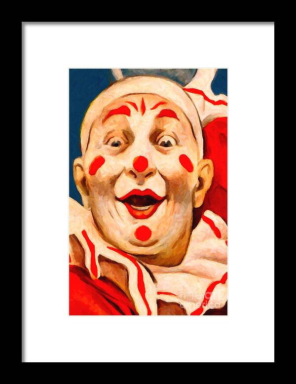 Clown Framed Print featuring the photograph Circus Clown - 2012-1230 - Painterly by Wingsdomain Art and Photography