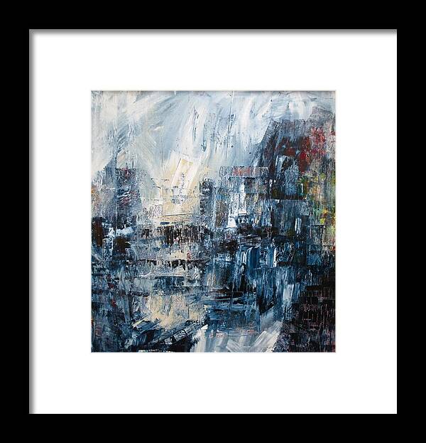 Abstract Framed Print featuring the painting City Currents by Janice Nabors Raiteri