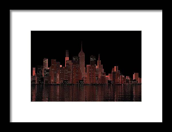 City Framed Print featuring the digital art Chicago City Dusk by Louis Ferreira