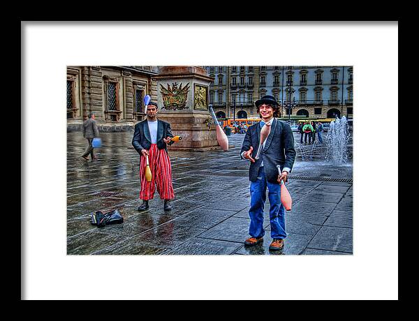 Jugglers Framed Print featuring the photograph City Jugglers by Ron Shoshani
