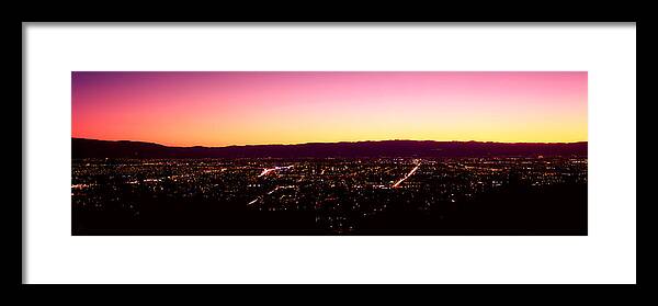 Photography Framed Print featuring the photograph City Lit Up At Dusk, Silicon Valley by Panoramic Images