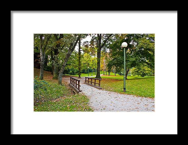 Croatia Framed Print featuring the photograph City of Zagreb autumn park by Brch Photography