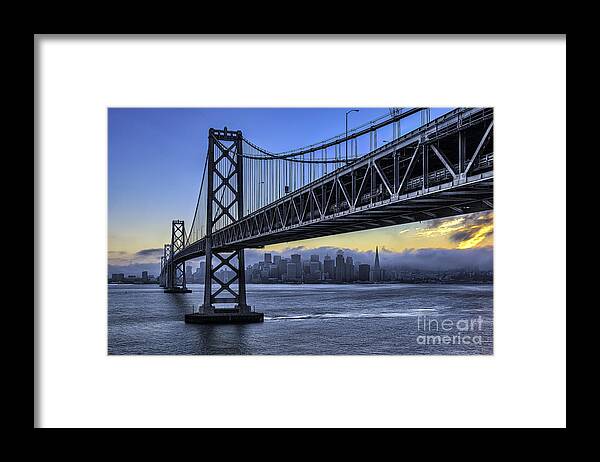Photography Framed Print featuring the photograph City Skyline under the Bay Bridge by Peter Dang
