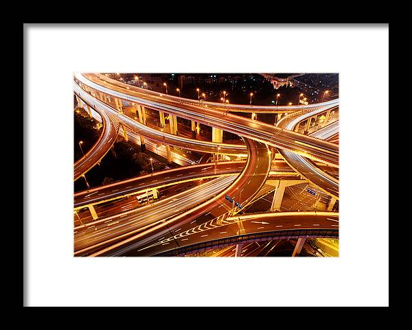 Land Vehicle Framed Print featuring the photograph City Veins by Wei Fang
